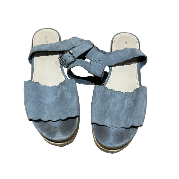 Marc Fisher Espadrille Blue Wedge Sandals Women’s Size 10 Shoes - Picture 2 of 10